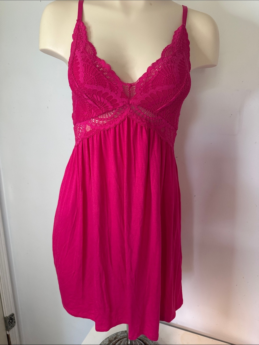 INC International Concepts Hot Pink Lace-Trim Chemise
